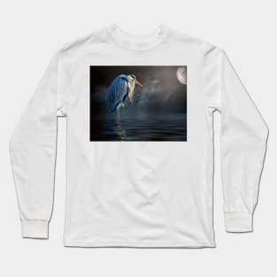 Blue Heron Moon Long Sleeve T-Shirt